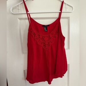Forever 21 Red Crochet-Trim Spaghetti Strap Camisole